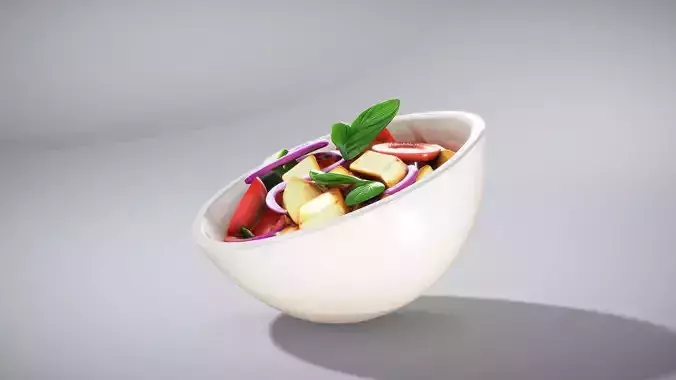 Ceramic Panzanella Salad Bowl Low-poly 3D model 2