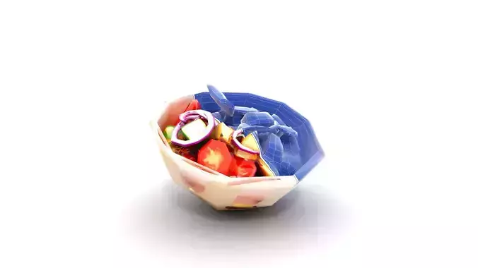Ceramic Panzanella Salad Bowl Low-poly 3D model 6