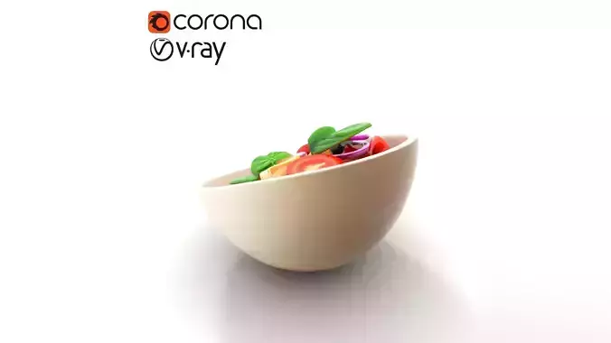 Ceramic Panzanella Salad Bowl Low-poly 3D model 7