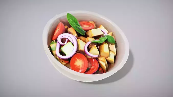 Ceramic Panzanella Salad Bowl Low-poly 3D model