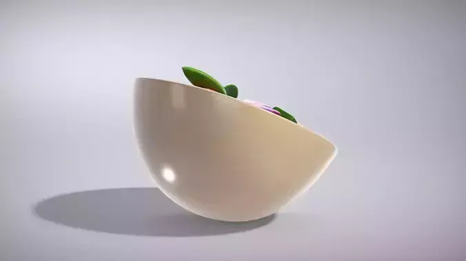 Ceramic Panzanella Salad Bowl Low-poly 3D model 3