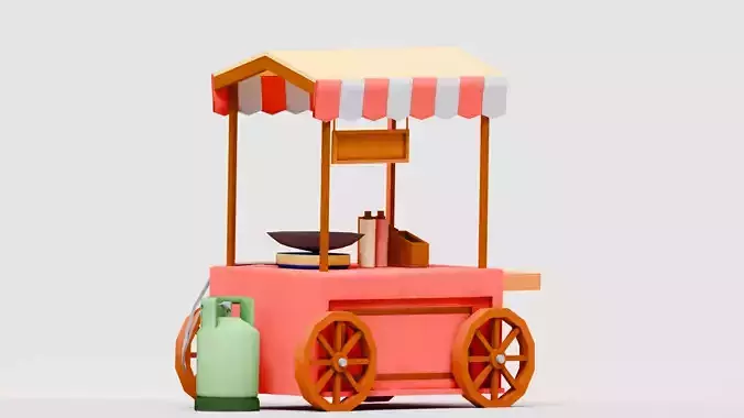 Amusement Park - Food Cart 2 Low-poly 3D model
