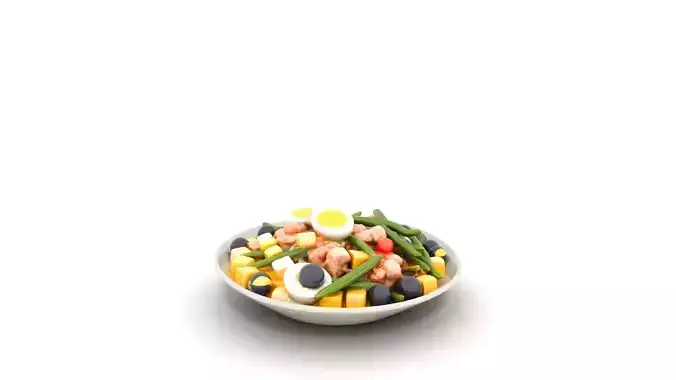 Vibrant Nicoise Salad Plate Low-poly 3D model 4