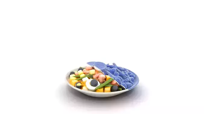 Vibrant Nicoise Salad Plate Low-poly 3D model 6