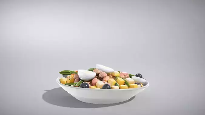 Vibrant Nicoise Salad Plate Low-poly 3D model 3