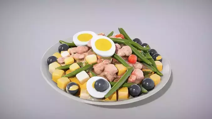 Vibrant Nicoise Salad Plate Low-poly 3D model
