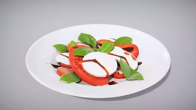Elegant Caprese Salad Presentation Low-poly 3D model