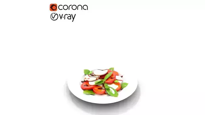 Elegant Caprese Salad Presentation Low-poly 3D model 7