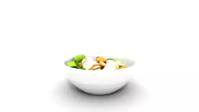 Caesar Salad Bowl with Grilled Chicken Low-poly 3D model 4