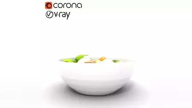 Caesar Salad Bowl with Grilled Chicken Low-poly 3D model 5