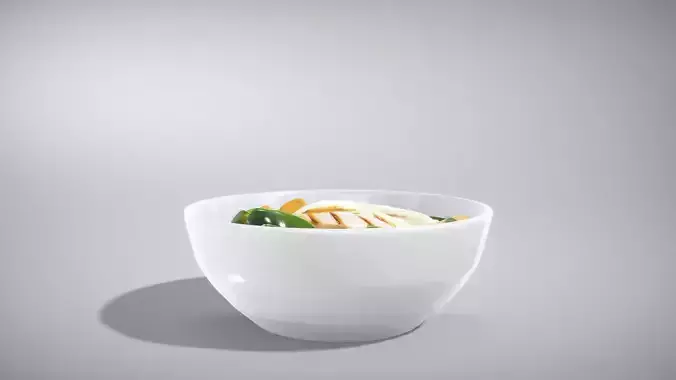 Caesar Salad Bowl with Grilled Chicken Low-poly 3D model 3