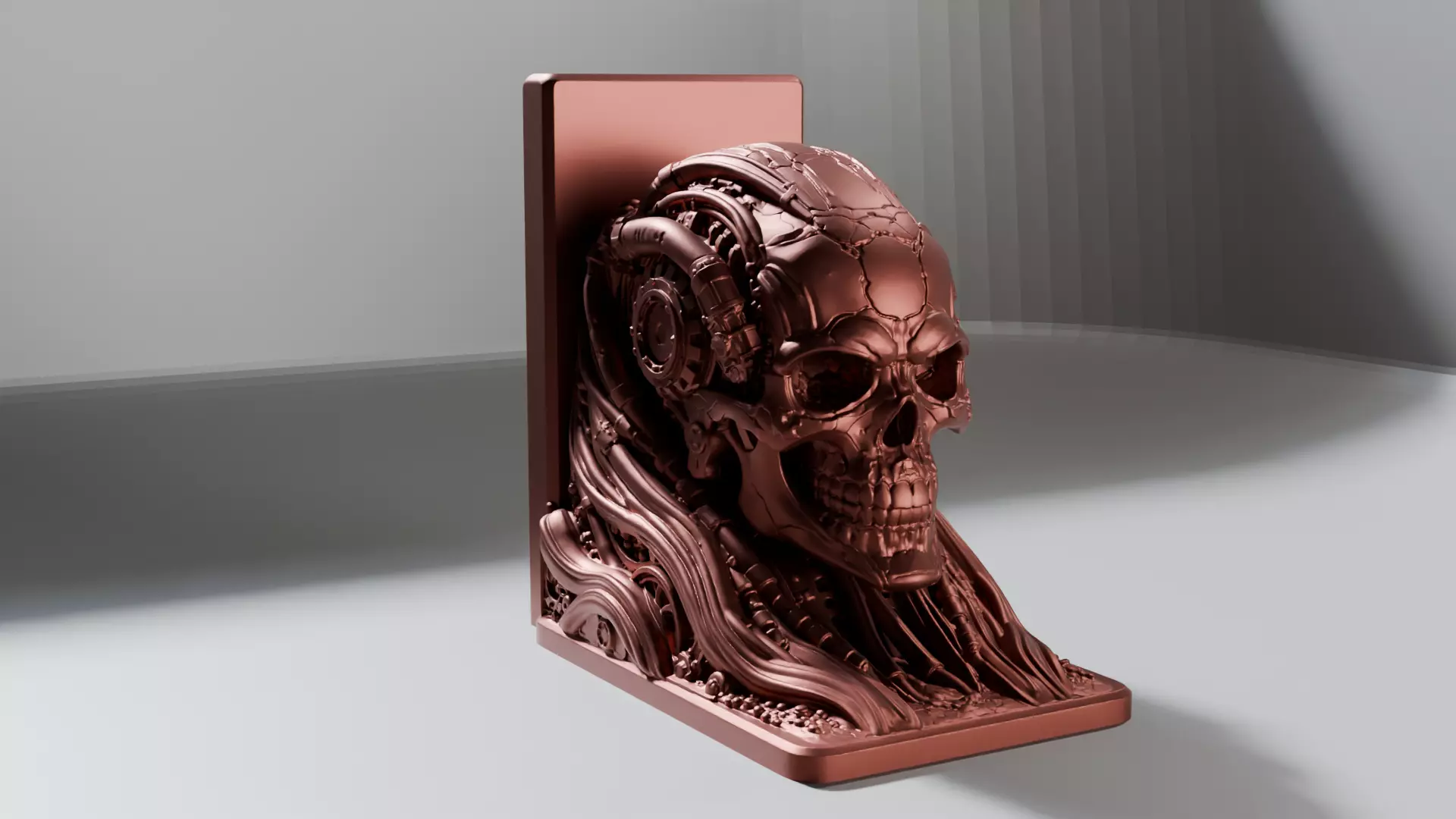 Steampunk Gearwork Skull Bookend Unscaled 3D print model
