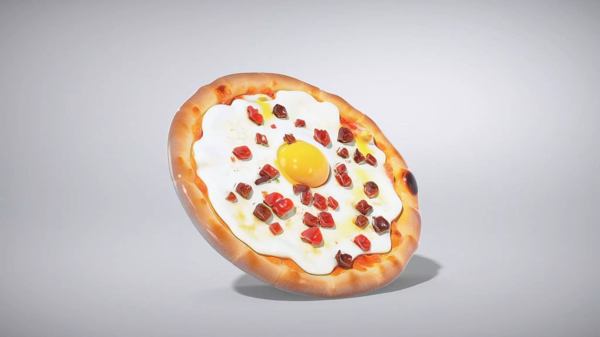 Pizza Carbonara with Creamy Sauce Low-poly 3D model