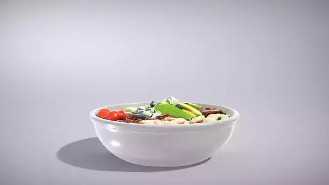 Vibrant Cobb Salad Bowl Low-poly 3D model 3