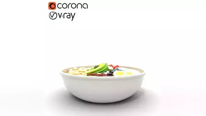 Vibrant Cobb Salad Bowl Low-poly 3D model 5