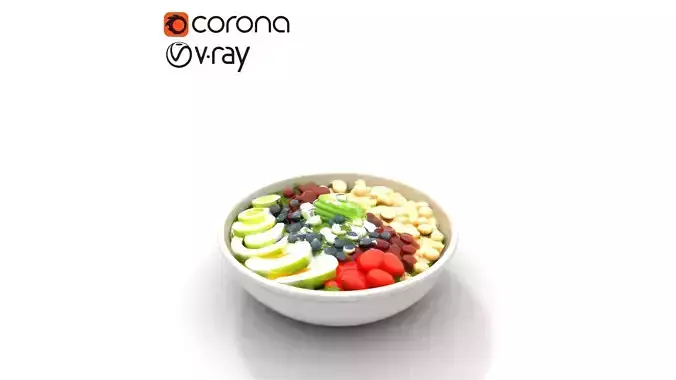 Vibrant Cobb Salad Bowl Low-poly 3D model 7
