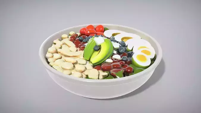 Vibrant Cobb Salad Bowl Low-poly 3D model