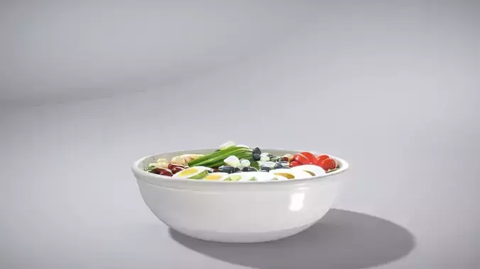 Vibrant Cobb Salad Bowl Low-poly 3D model 2