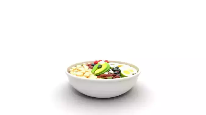 Vibrant Cobb Salad Bowl Low-poly 3D model 4