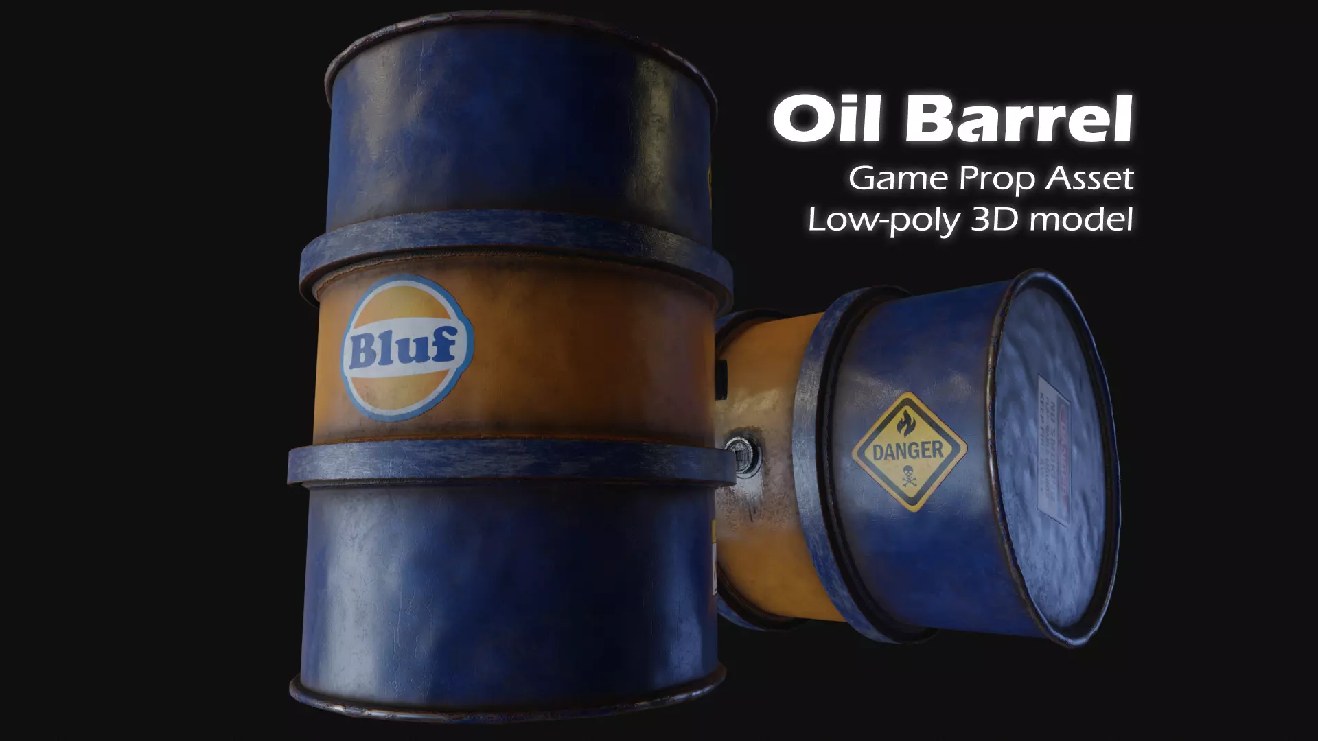 Oil Barrel 5 Game Asset Prop Low-poly 3D model