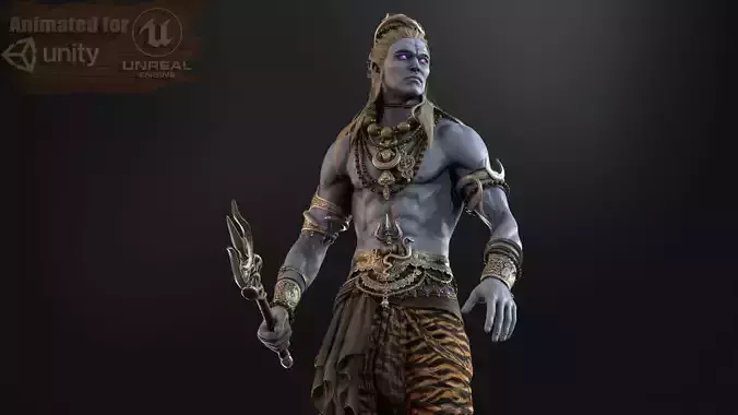 Indian God Shiva Low-poly 3D model