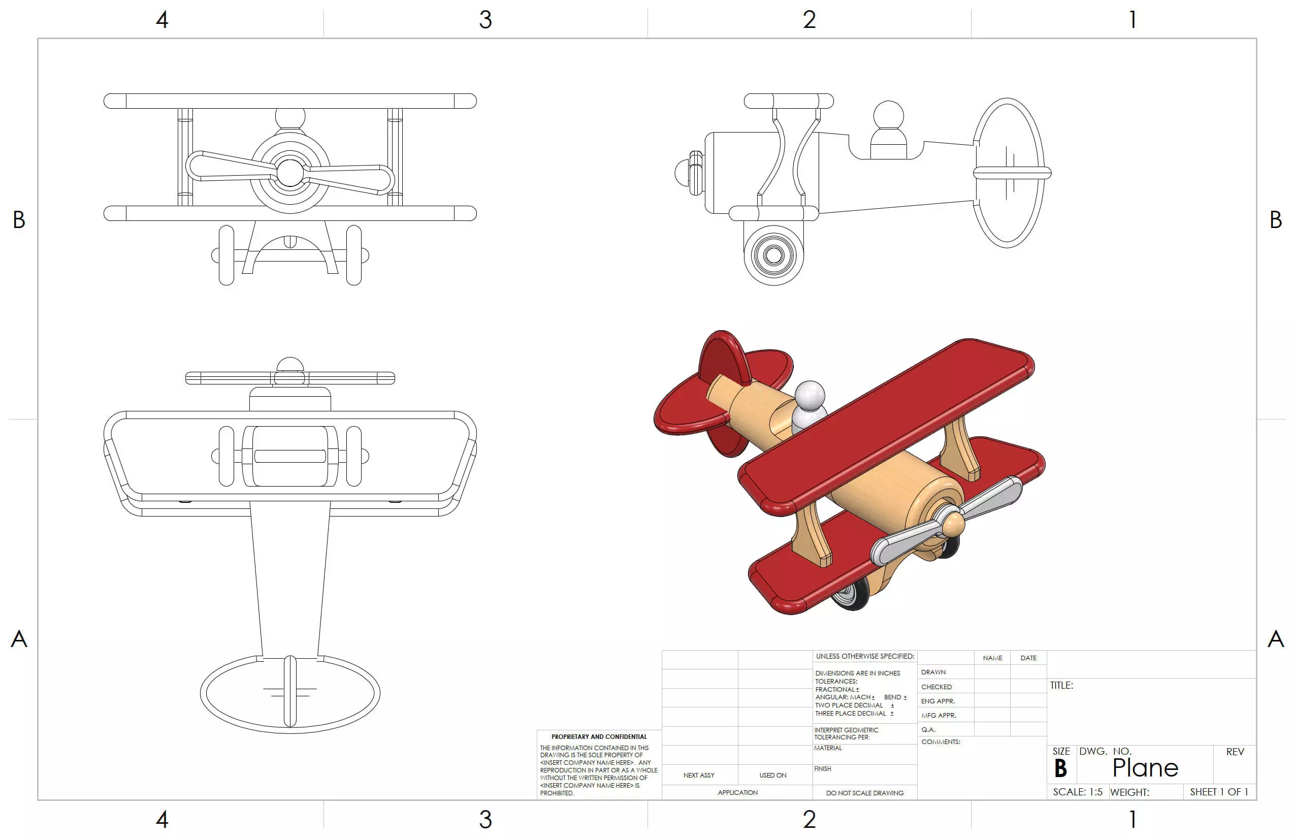 Toy Biplane - Vintage Style 3D print model