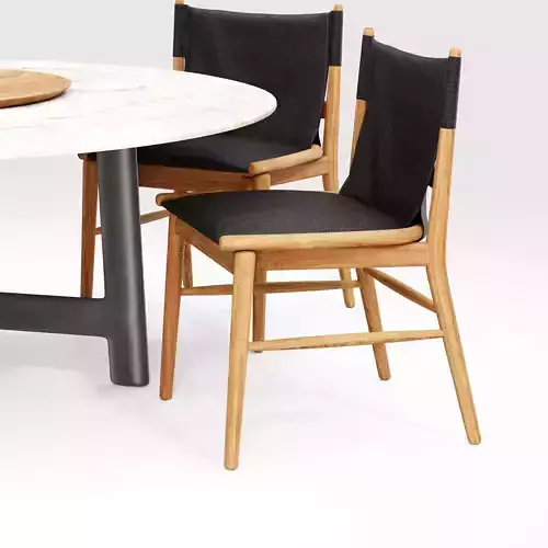 Round Marble Dining Table with Chairs 3D Model Low-poly 3D model 4