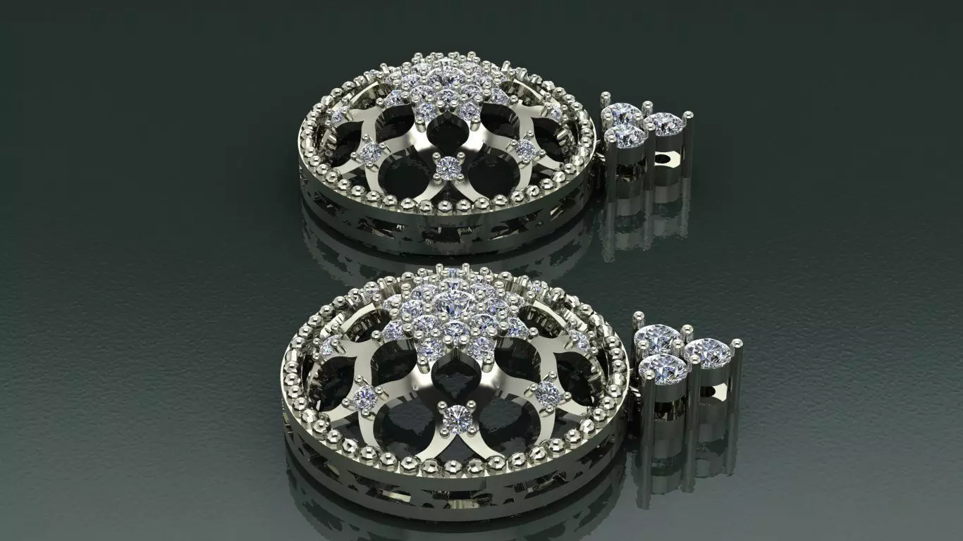 Nocturne Rosette Earrings jewelry 3D model - for Her 3D print model