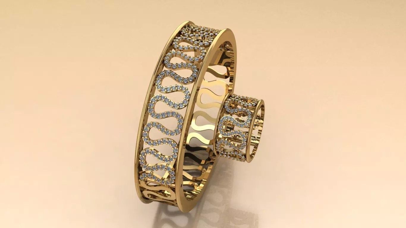 Orbit Elan Ring-Bracelet Half-set jewelry 3D model - for Her 3D print model