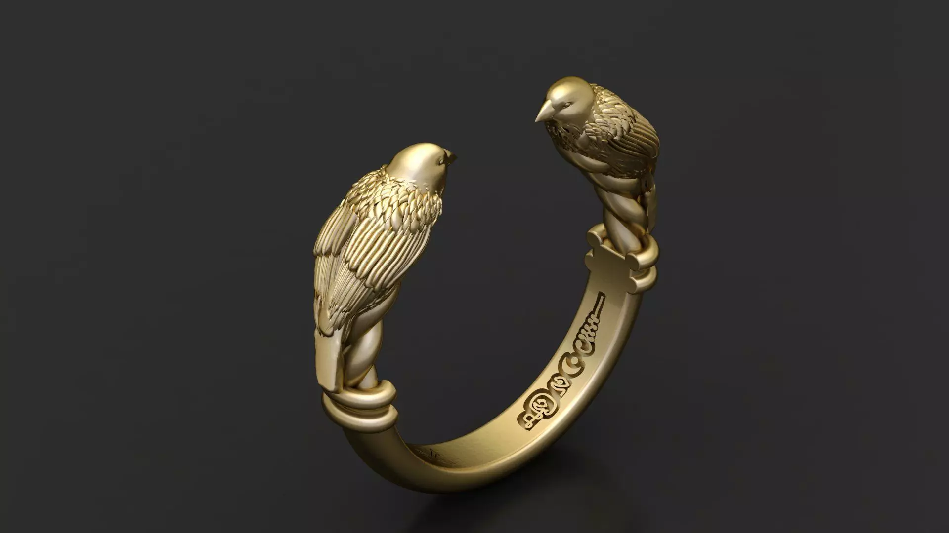 Twin Raven Open Cuff Ring Symboli Printable Jewelry Model Free 3D print model