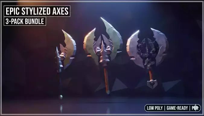 Epic Stylized Axe Bundle  Low Poly PBR