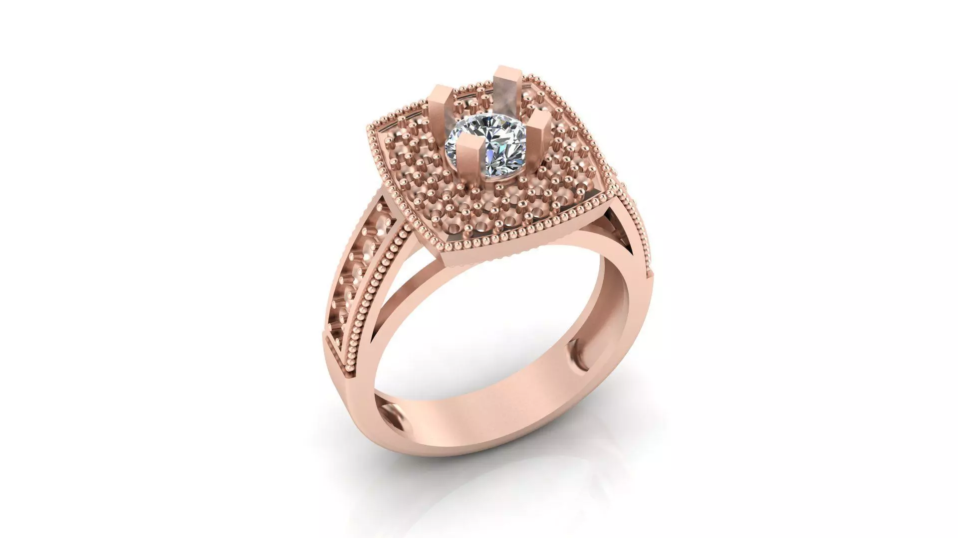 round halo pave setting engagement jewelry ring 3D print model