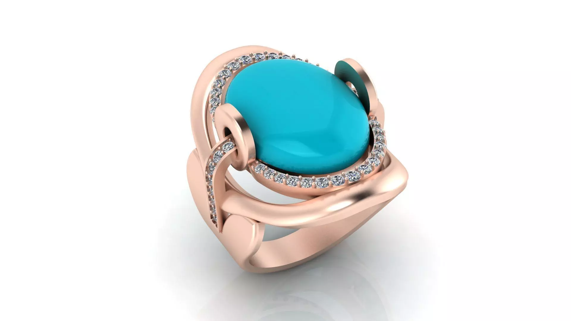 oval halo high jewelry ring 3D print model