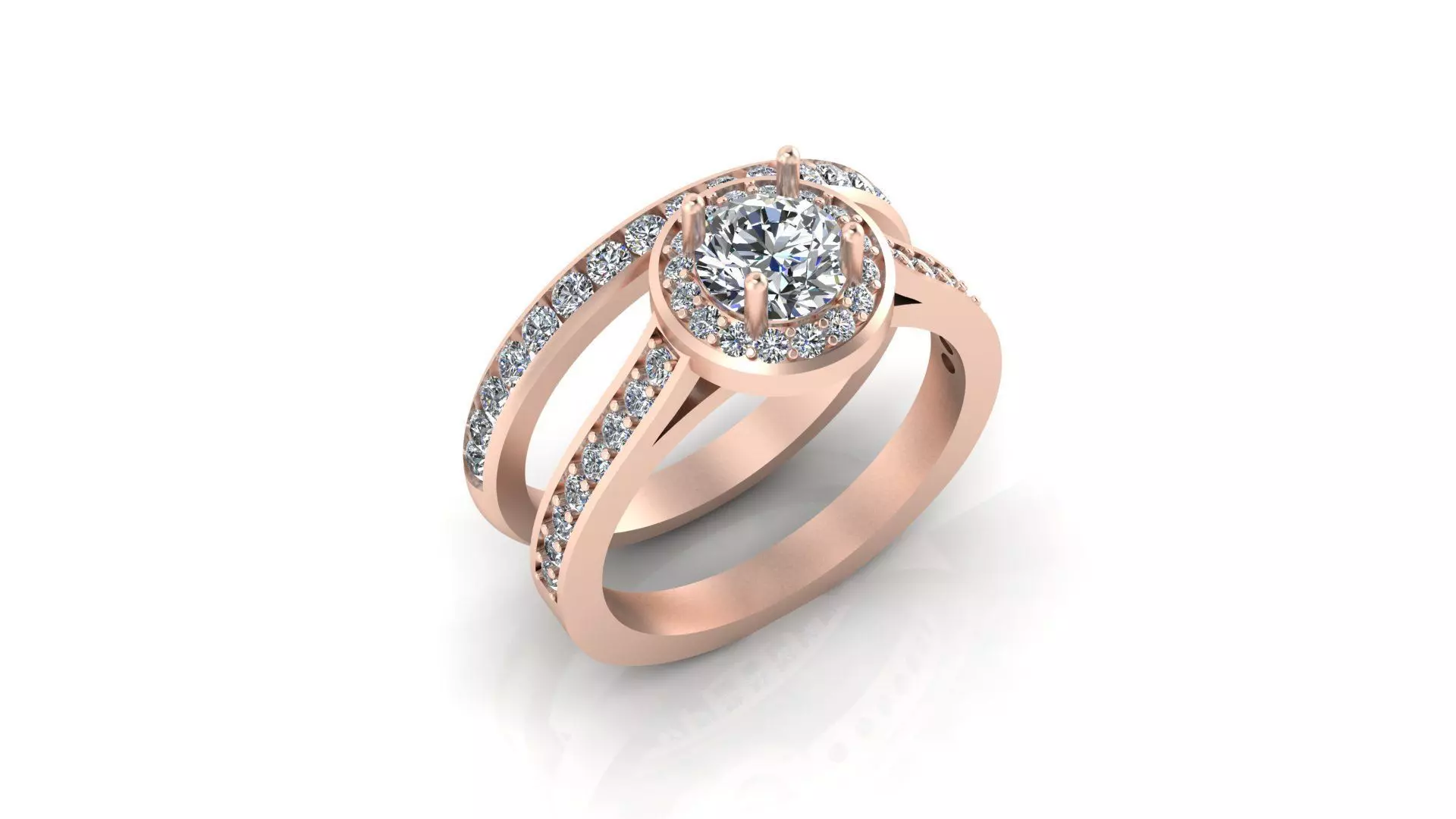round halo engagement jewelry ring 3D print model