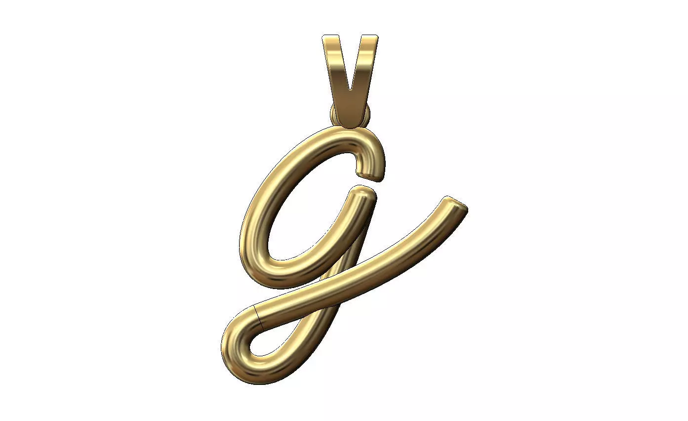 G letter initial 3d lowercase wire pendant charm bail 3D print model