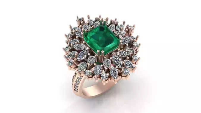 emerald marquise and pear high jewelry ring
