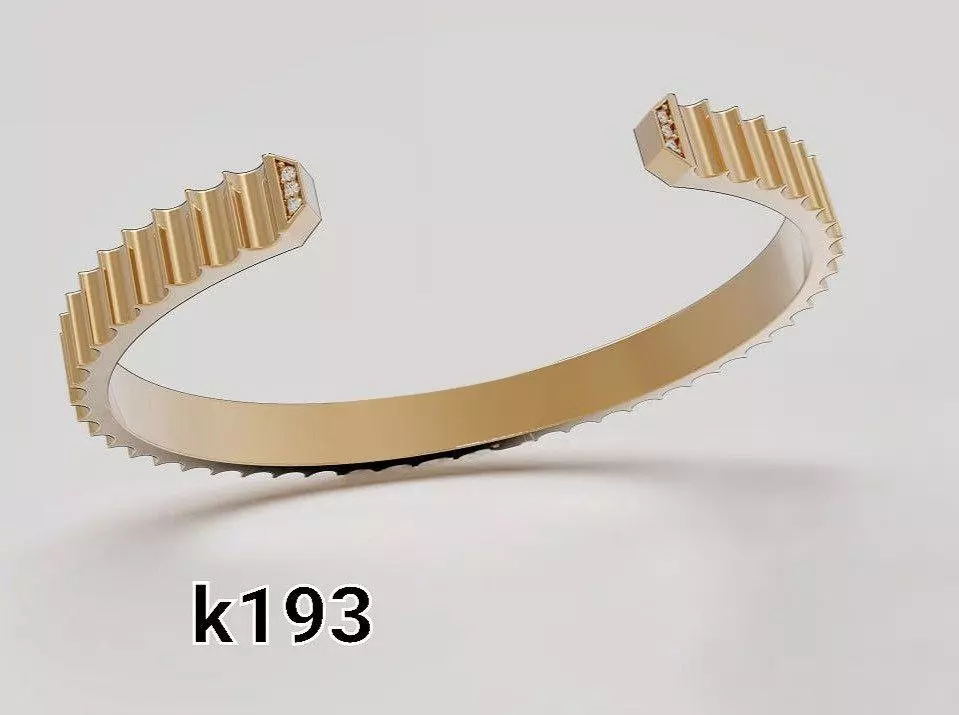 Textured Rigid Bangle with Ribbed Edge Design 3D print model