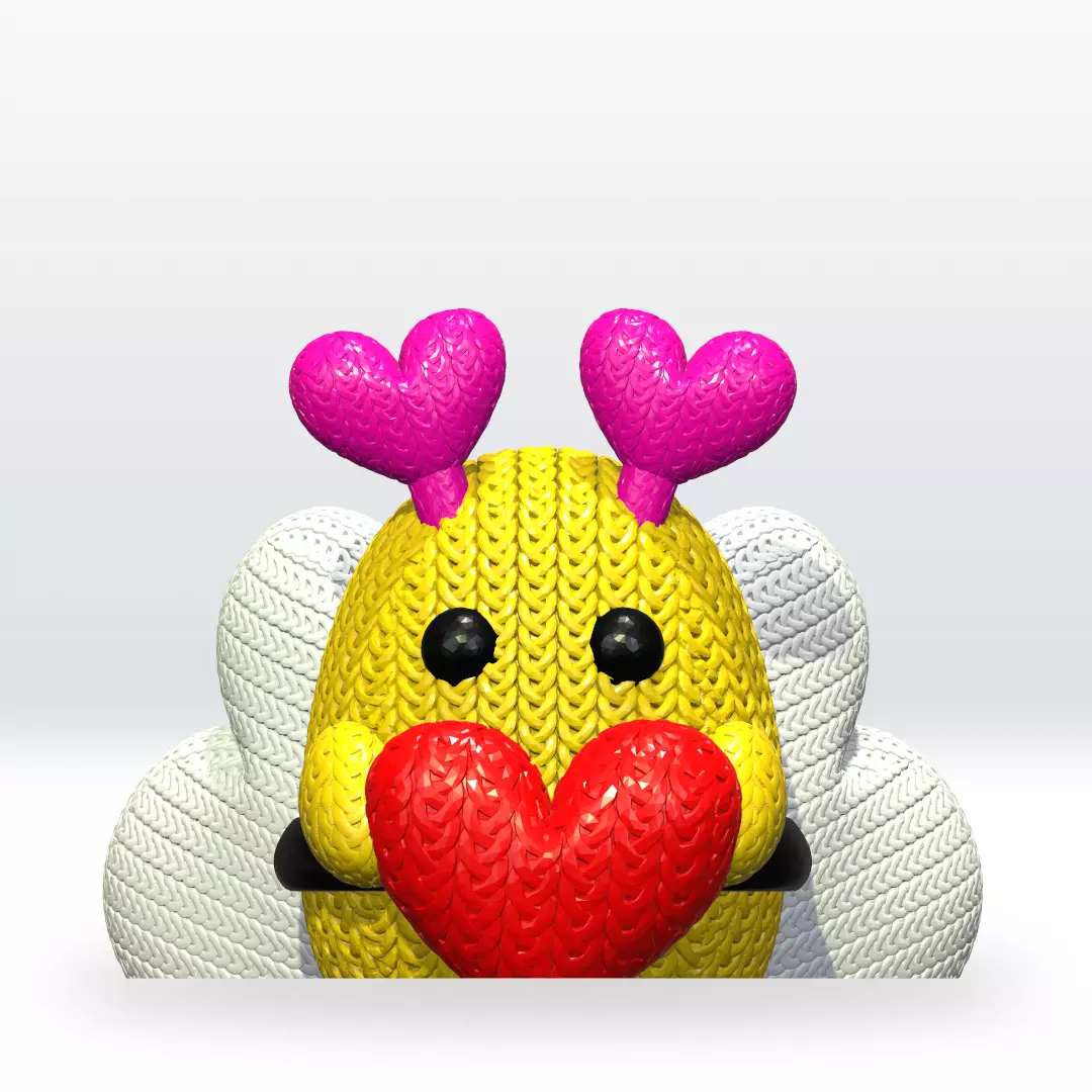 Knitted Bee Valentine Day STL 3D Model 3mf Multicolor 3D print model