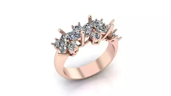 marquise and round high jewelry ring