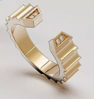 Textured Open Band Ring with Ribbed Structure 3D print model