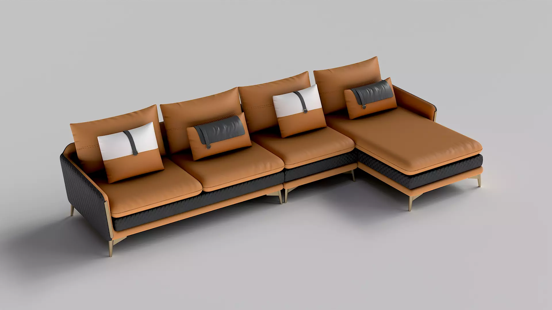 Mercer41 Ellaville Wide Genuine Leather Sofa 3D model