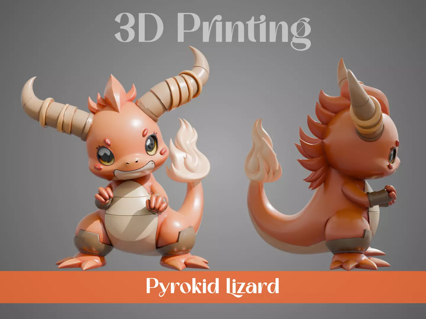 Stylized Flame Lizards - Pyrokid 3D print model
