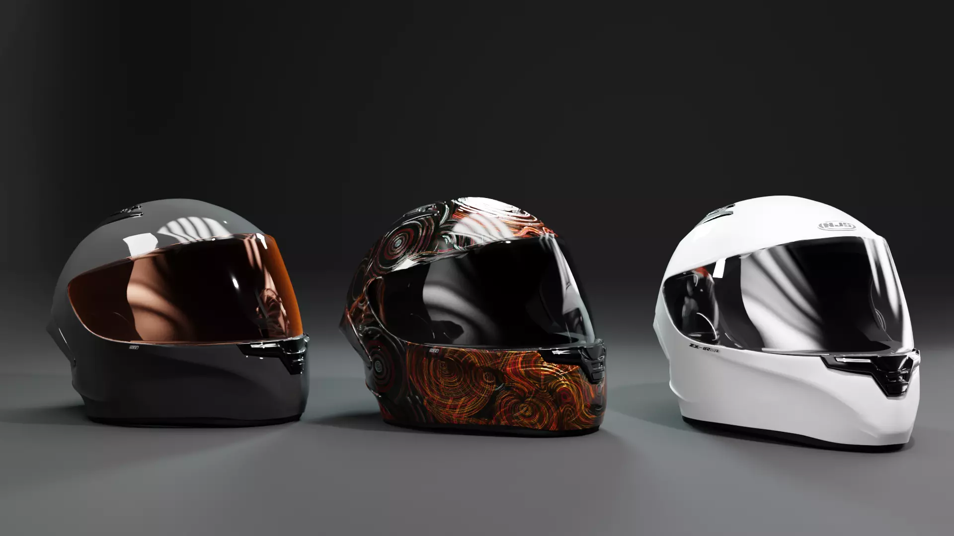 NJS Helmet Fullface Realistic High-Quality 3D Model Low-poly 3D model