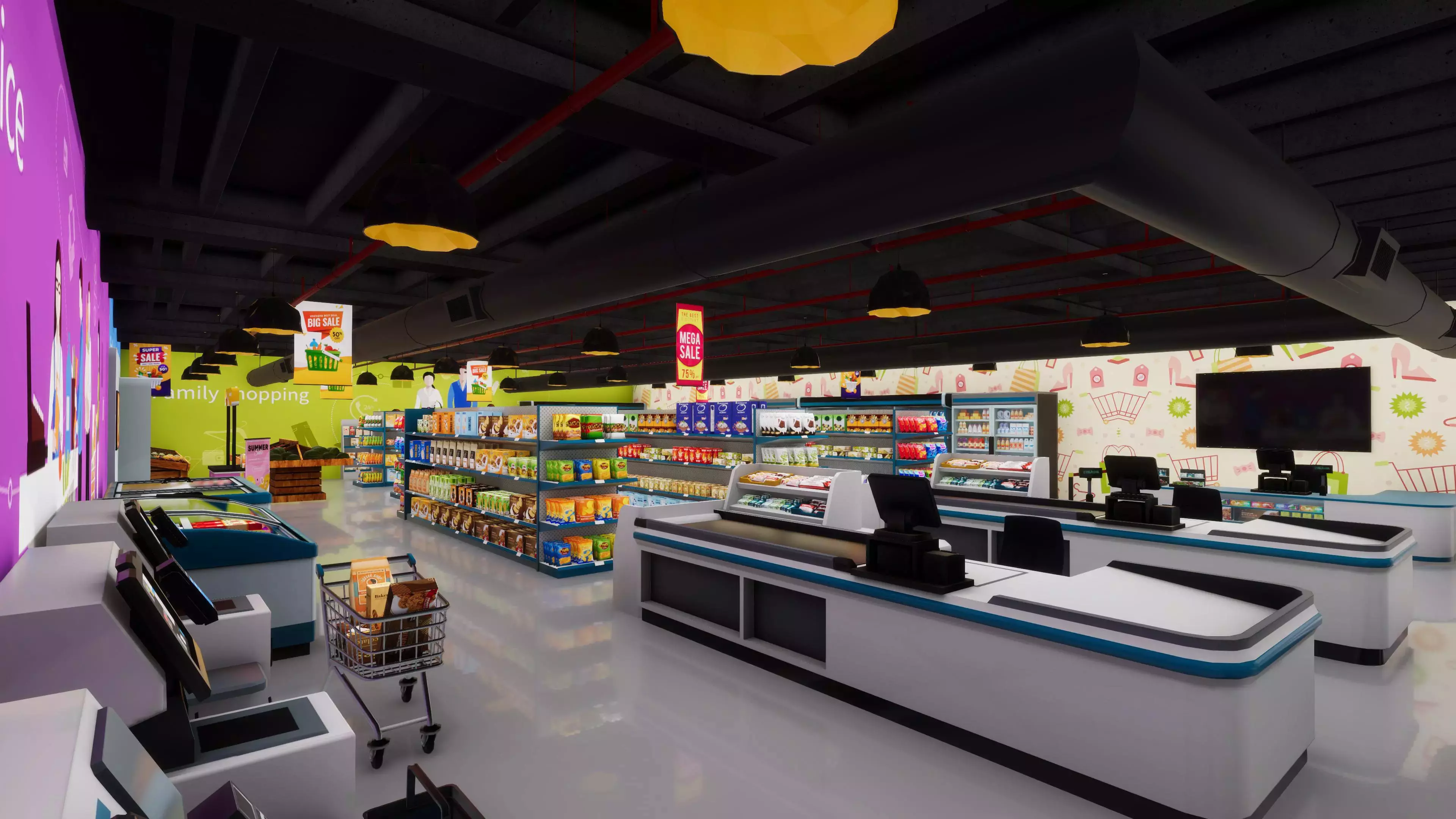 Supermarket Store Low-poly 3D model