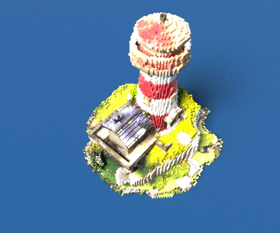 Stylized Voxel Lighthouse Island Low-poly 3D model