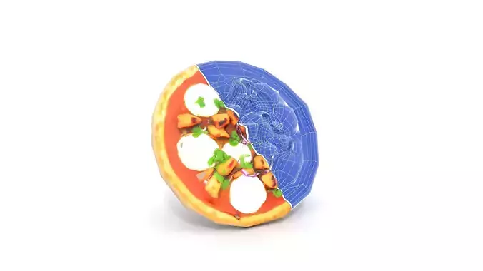 BBQ Chicken Pizza with Fresh Toppings Low-poly 3D model 6