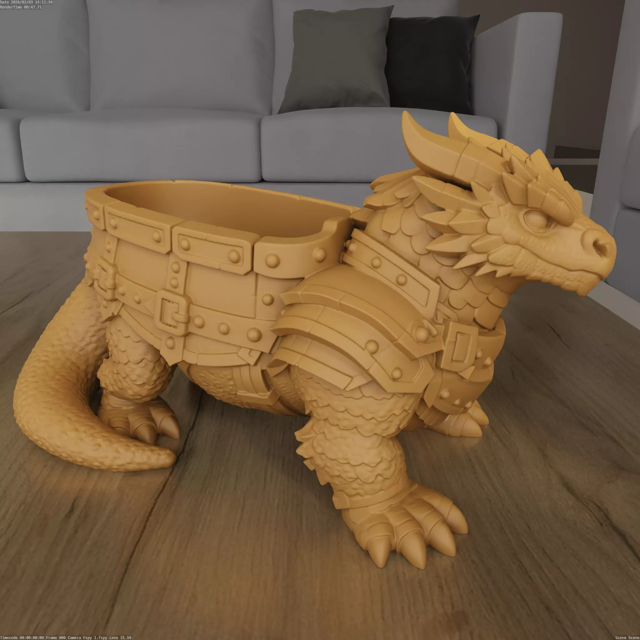 Armored Warrior Dragon Planter STL 3D Print Model 3D print model