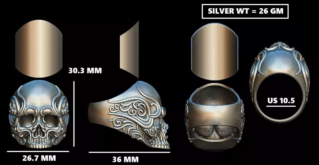 Antic skull ring 3D print model