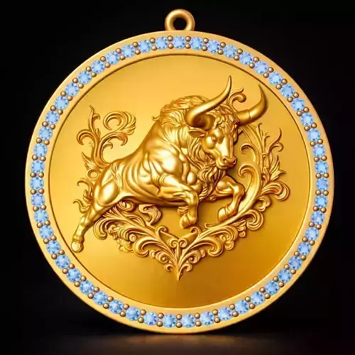 Taurus Zodiac Gemstone Pendant 3D Printable Model