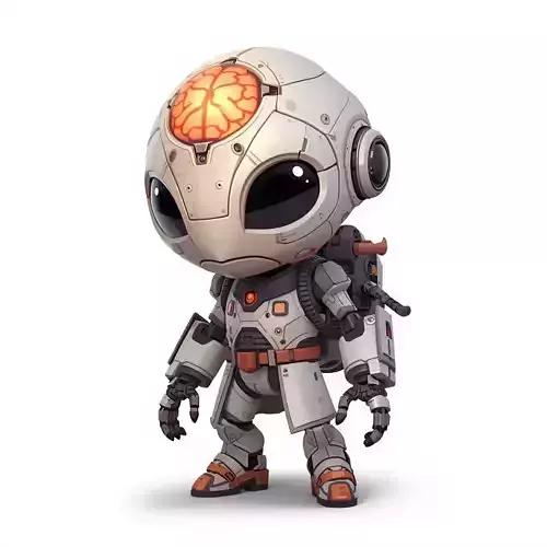 Aesthetic Brain-Tech Chibi 3D Model